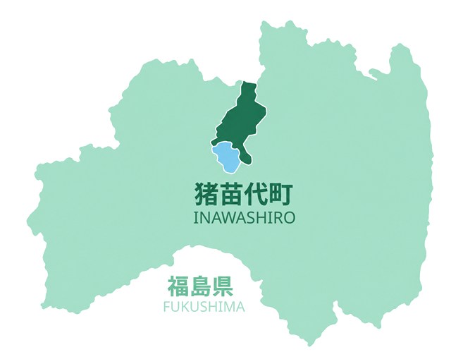 福島県の地図。猪苗代町は県のほぼ中央